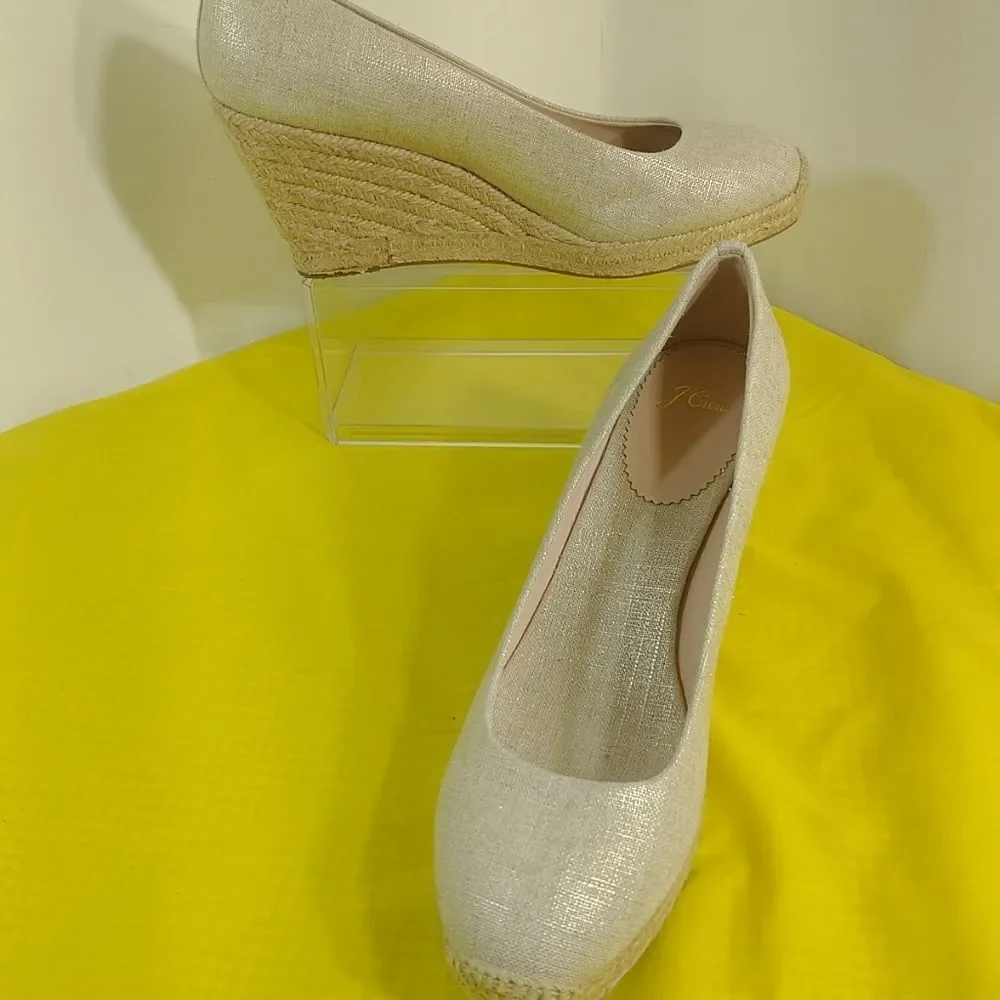 J. Crew Women’s Seville Espadrille Wedges Canvas Size 12. Gray